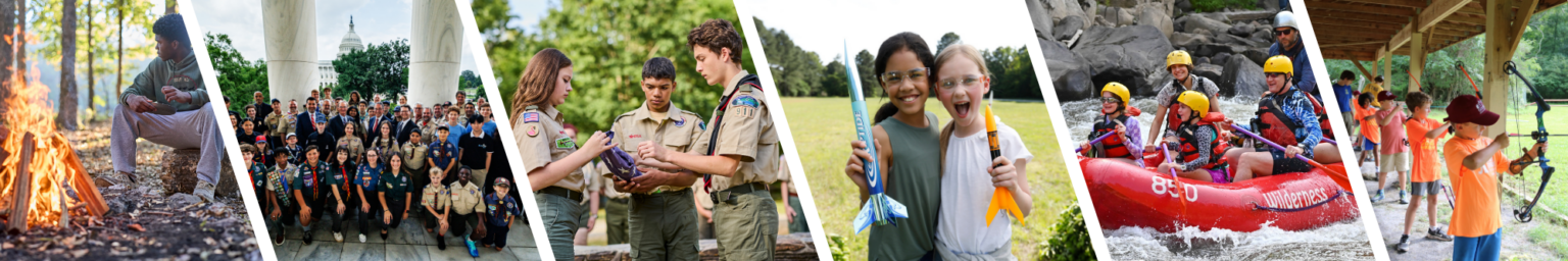 Scouting Activities - campout, Capitol Hill, flag ceremony, rockets, whitewater rafting, archery